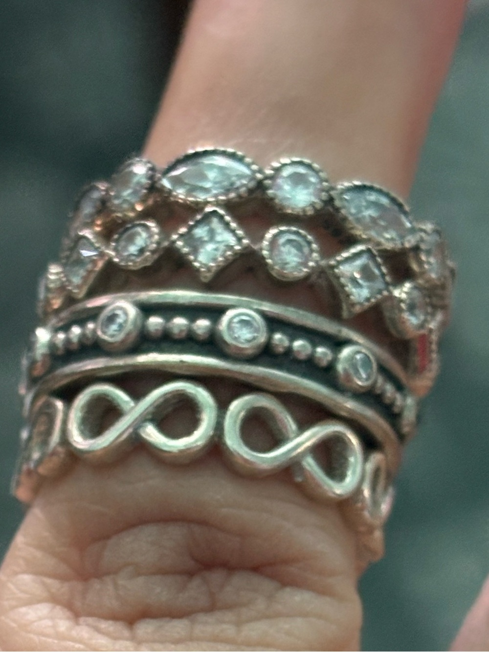 Pandora Silver Stackable Infinity & CZ Accent Ring Set